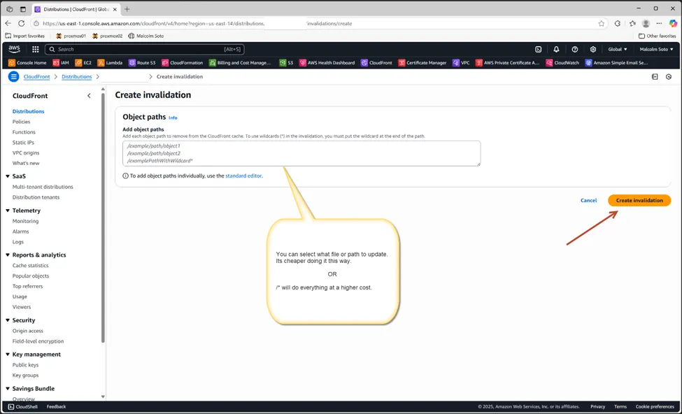 CloudFront Invalidation Step 3